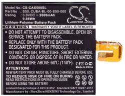 Cameron Sino CAT S50 CAMERON SINO Li-Polymer akku 3.8V/2600mAh, CAT CUBA-BL-00-S50-000 kompatibilis, FEKETE (CS-CAS500SL)