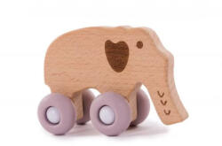 BO Jungle Jucarie Elefant Pe Roti Din Lemn, Roz - Bo Jungle (bjb910210)