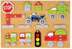 LENA Set Vehicule Cu Ciocan Si Cuie, Pentru Copii, 48 Piese Din Lemn, 16 Forme Imprimate Si Accesorii - Lena (le65826)