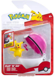 Jazwares Pokemon - Set 2 Figurine Clip N Go, Pikachu (female) With Love Ball W19 - Jazwares (pkw3638) Figurina