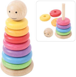 Bigjigs Toys Piramida Din Lemn - Curcubeul (bb098)