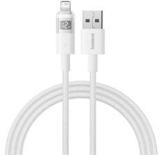 Baseus DISPLAY II adatkábel (USB - lightning, 2.4A, gyorstöltő, cipőfűző, LED kijelző, 200cm) FEHÉR (181649)