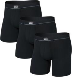 Saxx Essential Cotton Boxer Brief Fly 3Pk férfi boxer M / fekete