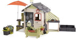Smoby Căsuță nu nisipar Jura Lodge Life Smoby cu o hrănitoare pentru păsări, extensibilă, cu filtru UV, pentru copii la 24 luni (SM810304-G) Casuta pentru copii