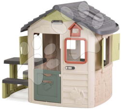 Smoby Căsuța de joacă cu masă de picnic pentru copii Jura Lodge Life Smoby cu hrănitoare pentru păsări, extensibilă, cu filtru UV, recomandată de la 24 luni (SM810304-M) Casuta pentru copii
