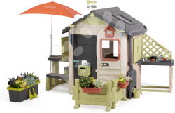 Smoby Căsuță pentru meteorolog Jura Lodge Life Smoby cu șemineu pentru vizite, extensibilă cu filtru UV, de la 24 luni (SM810304-F) Casuta pentru copii