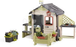 Smoby Căsuță cu ghiveci de flori în grădina Jura Lodge Life Smoby cu hrănitor pentru păsăruțe extensibilă cu filtru UV începând de la 24 de luni (SM810304-E) Casuta pentru copii