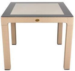 Iris GF-820C ORIGINAL CAPPUCCINO műanyag kerti asztal rattan üveglappal 90x90cm (GF-820C) - pepita