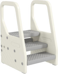 AIYAPLAY Turnuleț pentru Copii 2-5 Ani cu 3 Trepte Reglabile și Tălpi Antiderapante, 43x42x65, 5 cm, Gri | Aosom Romania (315-009V00GY)