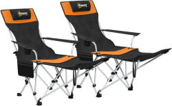 Outsunny Set de 2 Scaune de Camping Pliabile cu Suport pentru Picioare Detașabil, 82x100x88 cm, Negru | Aosom Romania (A20-513V00OG)