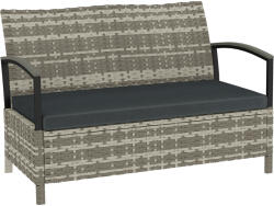 Outsunny Bancă cu depozitare 2 locuri bancă cu perne și mânere 125 L Poly Rattan 123 x 70 x 82 cm Gri închis | Aosom Romania (865-046V00CG)