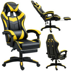 LEAN Forgós Irodai Gamer Szék Lábtartóval és Párnákkal, Fekete és Sárga (5905991095422) - pepita - 34 827 Ft