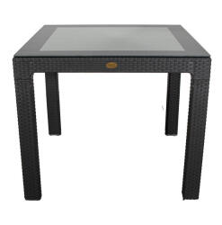 Iris GF-820A ORIGINAL antracit műanyag kerti asztal rattan üveglappal 90x90cm (GF-820A) - pepita