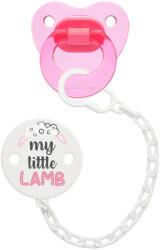 Wee Baby Suzetă siliconică cu lanț Wee Baby - 6-18 luni, roz închis (372)