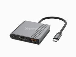 Gembird A-CM-COMBO3-05 USB Type-C 3-in-1 Multi-Port Adapter Space Grey (A-CM-COMBO3-05) - pcx