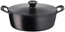 Tefal Cratita din fonta Tefal E2125455 Jamie Oliver, 5, 1 l, 45 cm, Forma ovala, Pana la 250 °C, Emailata, Inductie, Negru (E2125455)