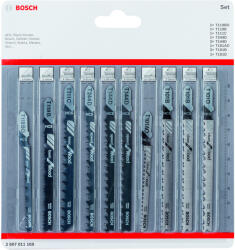 Bosch 10 részes szúrófűrészlap-készlet, vegyes, fa vágásához 1x T119BO, 1x T119B, 1x T111C, 1x T244D, 2x T144D, 1x T101AO, 2x T101B, 1x T101D (2607011169)