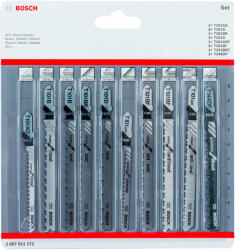 Bosch 10 részes Clean for Wood, szúrófűrészlap- készlet 1x T101AO, 2x T101B, 1x T101BR, 1x T101D, 1x T101AOF, 2x T101BF, 1x T101BRF, 1x T144DP (2607011172)