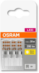 OSRAM Base LED fényforrás (izzó) kapszula forma plasztik ház, G9 foglalat, 1, 9W, 200lm, 2700K meleg fehér 3db-os csomag ( 4058075450042 ) (4058075450042)