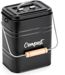 Vilde Compostor de bucătărie cu filtru de carbon, metalic, negru, 5 l Cos de gunoi