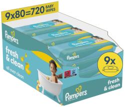 Pampers Fresh Clean Baby babatörlőkendő, 9 x 80 db (80873849)