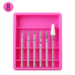 Everin Set 6 Capete de Freză Pink R08 - Bituri Diamant & Ceramic pentru Cuticule și Îndepărtare Gel (R8)