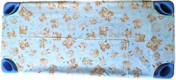  Kétrétegű gumifüles ovis lepedő világoskék cuki állatkölyök mintával 55x130cm / 58x130cm ágyra