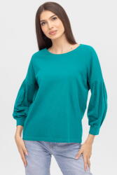 Pierino Bluza uni cu maneca bufanta din tricot de bumbac, turcoaz S/M