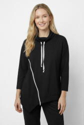 Pierino Bluza tunica cu colt, din bumbac, cu guler inalt reglabil si fermoar oblic, neagra Talie unica