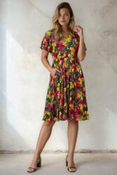 RohBoutique Rochie dama midi cu imprimeu floral viu si decolteu in V Roh DR4821