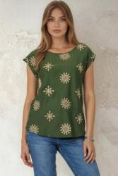 RohBoutique Bluze dama verde cu broderie si maneca scurta Roh BR2959