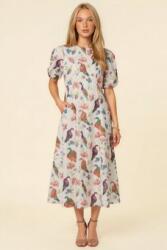 RohBoutique Rochie dama midi crem cu imprimeu floral si maneci bufante Roh DR4812