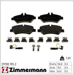 ZIMMERMANN Set placute frana ZIMMERMANN 29190.195. 2 (29190.195.2)