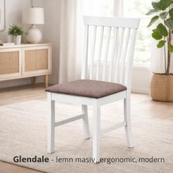 Malaezia Scaun de living si bucatarie din lemn masiv Glendale, tapiterie stofa, 100 kg, 93x49x41.5 cm, alb maro (00004268)