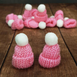 Mini kötött sapka rózsaszín 12db/cs - karácsonyi koszorúhoz és asztaldíszhez
