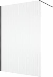 RONAL Paravan dus cu sticla riflata walk-in 100x200 cm, gun metal periat, sticla 8 mm, Ronal Lina (D401002685)