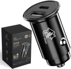 EXTRALINK Smart Life Car charger 38W, 1x USB-C, 1x USB-A Black (CARCHARESL01)