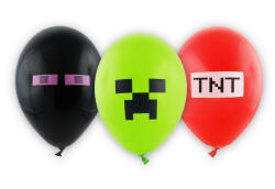 Minecraft TNT Party léggömb, lufi 6 db-os 12 inch (30 cm) (MLG126358)