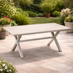 Brius Masa pentru gradina, cadru aluminiu, blat polywood cu aspect de lemn, 180x100x75 cm, bej (RIT-9477)
