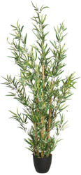 Brius Planta artificiala bambus cu ghiveci, poliester, frunzis aerisit aspect natural, fara intretinere, 65x56x120 cm, verde (JJ-110342)
