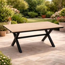 Brius Masa pentru gradina, cadru aluminiu, blat polywood cu aspect de lemn, 180x100x75 cm, maro (RIT-6259)
