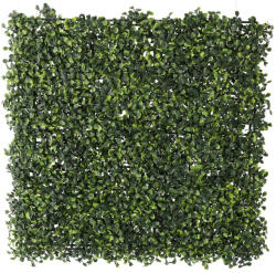 Brius Panou decorativ artificial buxus 50x50 cm plastic rezistent uv, montaj perete gard, verde (ZIE-5929)