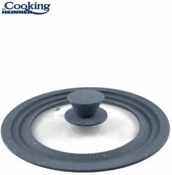 Heinner CAPAC STICLA CU MARGINE DIN SILICON AJUSTABILA PE 3 DIMENSIUNI 22/24/26 CM, COOKING BY HEINNER (mix 2 culori in bax, 3 rosii + 3 gri)
