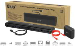 Club 3D - 12-1 USB-C Triple Display PD3.0 100W Docking Station + Charger - CSV-2541 (CSV-2541)
