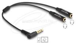 Delock Hangmegosztó sztereo jack apa 3, 5 mm - 2 x sztereo jack anya 3, 5 mm 4-tűs hajlított (DL66242) (DL66242)