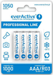 everActive R03/AAA Ni-MH 1050 mAh 1, 2 V Ni-Mh tölthető akkumulátor, 4 db