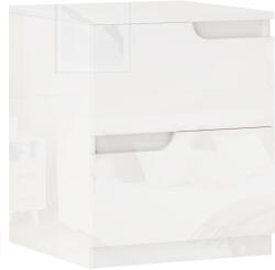HOMCOM Noptieră Modernă cu 2 Sertare și Design Lucios, Noptieră pentru Dormitor din PAL, 40x40x48 cm, Alb Lucios | Aosom Romania (831-906V01WT) Comoda