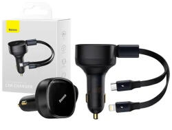 Baseus Enjoyment autós töltő USB-C + Lightning kábellel, 3A, 30W, fekete