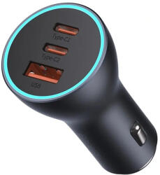 Baseus Golden Contactor Pro Triple 2xUSB-C-USB-A autós töltő, 65W, szürke