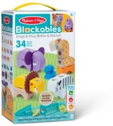 Melissa & Doug Melissa & Doug, Blockables, Animalute de safari, cuburi din lemn, 34 piese